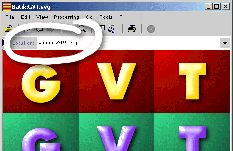 Location Bar in Squiggle - the SVG browser